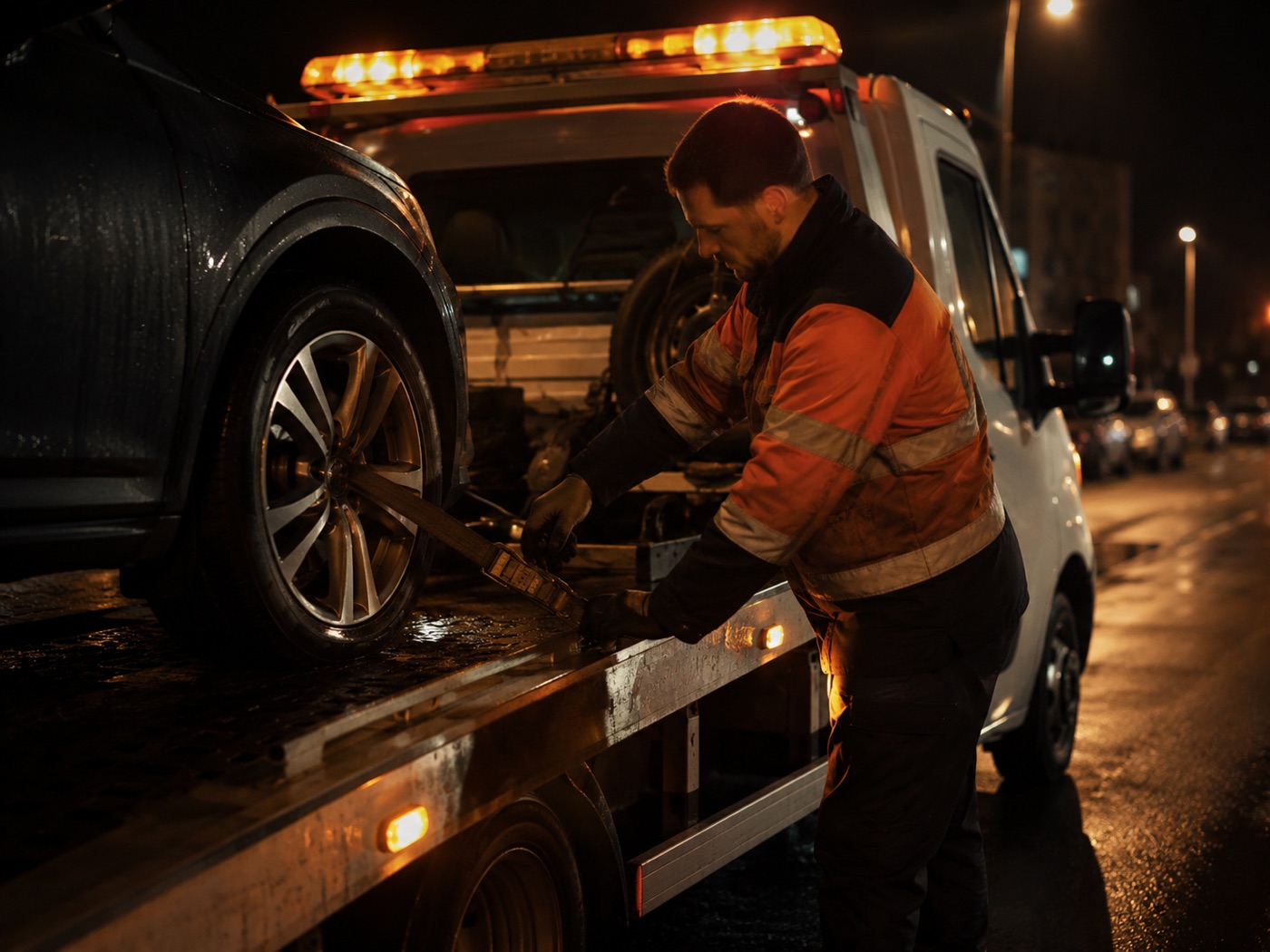 Remorquage auto de nuit par dépanneur EHSF à Toulouse